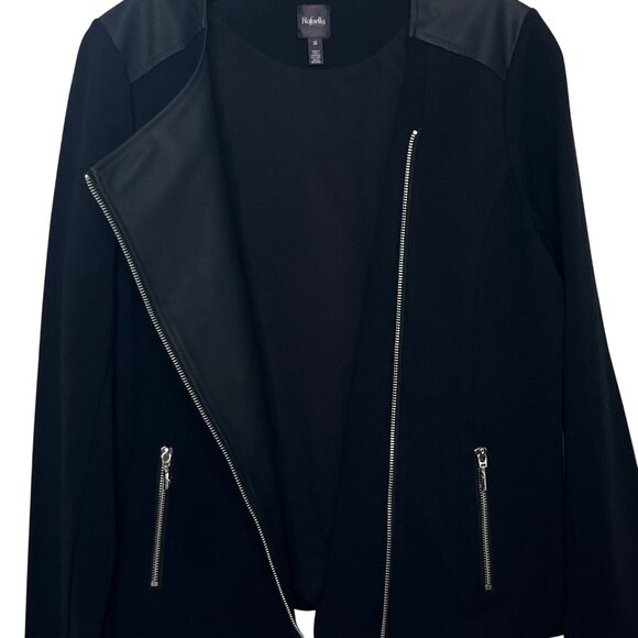 Rafaella Moto Jacket Womens Size 10 Black New Faux Leather Modern Tapestry - Picture 5 of 10